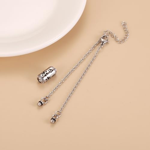 Pet Cremation Jewelry Stainless Steel Paw Print Tube Urn Necklace For Cat Dog Ashes Necklace For Women Keepsake With Filling Kits - color: Bracelet