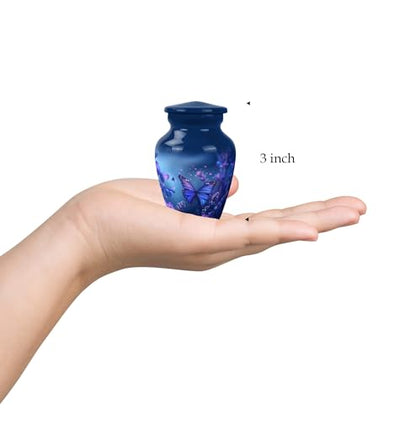 Butterfly Urn - Blue - Butterfly with Flowers Pattern - - color: Blue Butterfly, size: 3 inch (4 pieces)