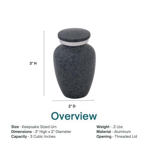 Graystone Keepsake Cremation Urn for Ashes, Aluminum, Gray Urn, Keepsake Sized Cremation Urn, 3 Inches High - color: Graystone