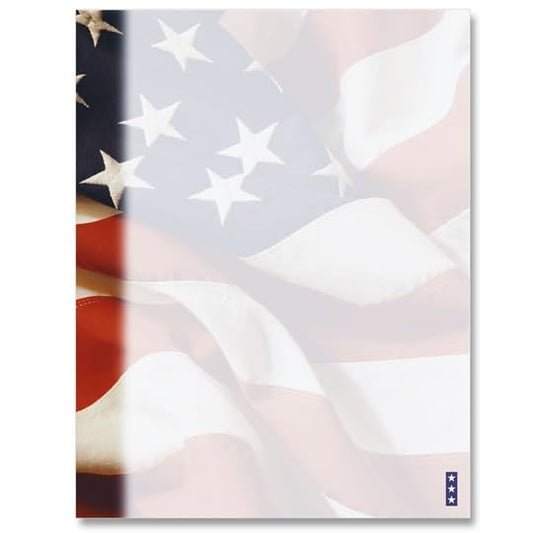 PaperDirect Patriotic Faded Glory Border Paper, Faded American Flag with Bold Left Stripe, 8.5 x 11, Acid-Free, Ideal for Invitations, Flyers, Crafts, Holiday and Military Events, Cards, 25 Sheets - color: Patriotic Faded Glory