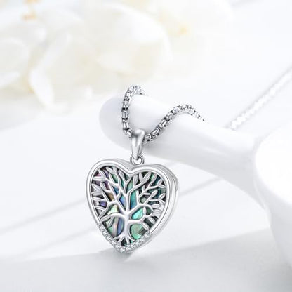 MEDWISE 925 Sterling Silver Locket Necklace That Holds Pictures Photo Necklace Oxidized Rose Flower/Sunflower/Compass/Celtic Heart Pendnat Lockets Gifts for Women Birthday Christmas Gifts - style: E-Tree of Life