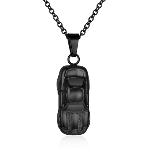 Stainless Steel Car Cremation Necklaces For Ashes Of Loved Ones Memorial Urn Pendant Holder Keepsake Remembrance Jewelry For Women Men - color: Black