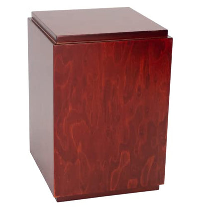 Valley View Medium Wood Urn - Burlwood/Cherry Finish, Wooden Urn for Ashes, Medium Sized Cremation Urn
