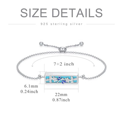 Urn Bracelet for Ashes 925 Sterling Silver Heart Cremation Bracelet Memorial Keepsake Jewelry Gifts for Women - color: 03-Dragonfly Urn Bracelet