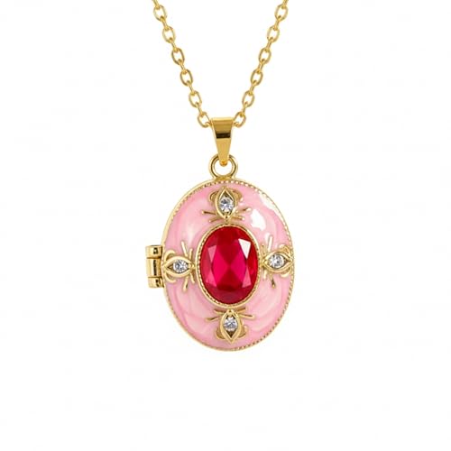 Personalized Printed Photo Locket Necklace for Women and Men, Custom Picture Pendant with Optional Back Engraving, 18K Gold-Plated Heart, Round and Unique Shapes, Memorial Gift - color: Aurora