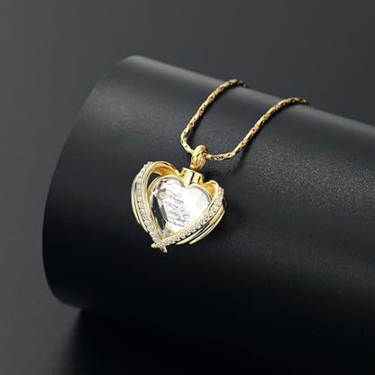 Cremation Jewelry for Ashes Pendant Crystal Heart Urn Necklace Keepsake Urn Memorial Pendant Ash Holder - color: Customize