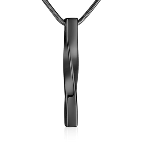 SOITIS Urn Necklaces for Ashes Cremation Jewelry Twist Necklace for Ashes Stainless Steel Urn Pendant for Women Men Jewelry for Ash Memorial Keepsake - color: Black