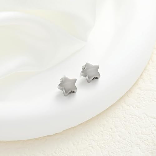 Small Star Urn Earrings for Ashes Cremation Earrings for Women Stainless Steel Cremation Jewelry Memorial Earring Keepsake Jewelry of Loved Ones with Fill Tool - color: Silver