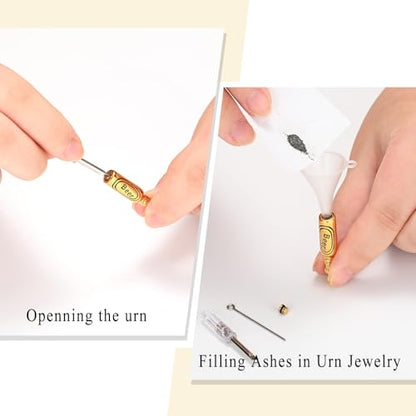 Oinsi Beer Bottle Cremation Jewelry for Ashes Stainless Steel Cylinder Tube Memorial Urn Necklace Keepsake Pendant Jewelry for Human Ashes with Filling Kits - color: A-Gold