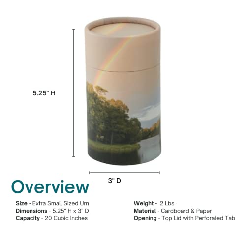 Rainbow Pond Scattering Tube - Extra Small, Biodegradable Cremation Urn for Ashes, Extra Small Sized Cremation Urn, 5.25 Inches High - color: Rainbow Pond