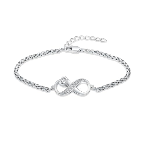 Urn for Ashes Infinity Bracelet for Women Girl Cubic Zirconia Cremation Keepsake Jewelry Gift for Human - color: Silver Chain