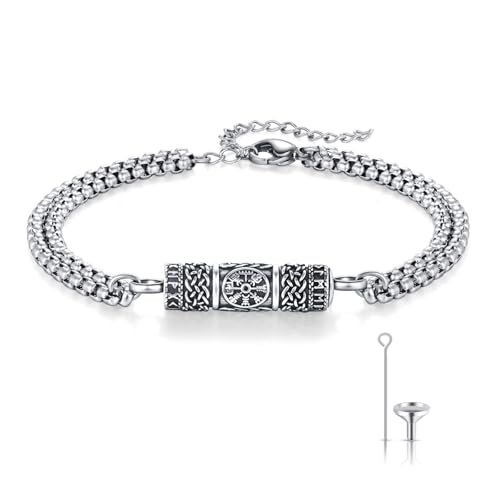 TUGHRA Ashes Bracelet for Women Urn Bracelet for Ashes 925 Sterling Silver Cremation Jewelry Memorial Gifts Keepsake Bracelet - style: Ashes Bracelet-cylinder-viking-oxidation