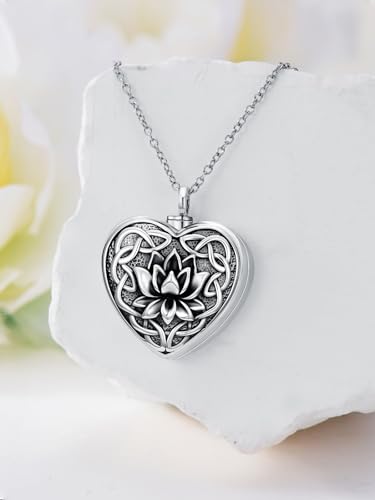 Dorunmo Personalized Locket Urn Necklace 925 Sterling Silver Pictures Photo Keep Someone Near to You Custom Lockets Jewelry Letters Engraving for Women - color: N-Lotus, style: Locket Only