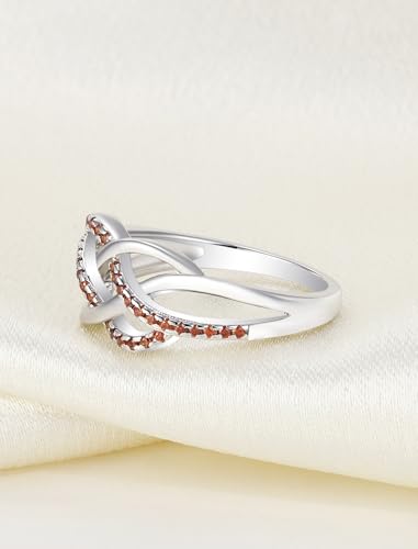 YL Celtic Knot Rings 925 Sterling Silver Twisted Knot Ring Birthstone Infinity Statement Jewelry for Women-size5 - color: 01-garnet-Jan