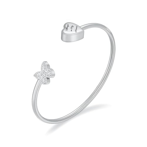 Heart Cremation Bracelets for Ashes Crystal Butterfly Urn Bracelets Stainless Steel Openable Cuff Bangle Memorial Keepsakes Jewelry for Men Women - color: Customize
