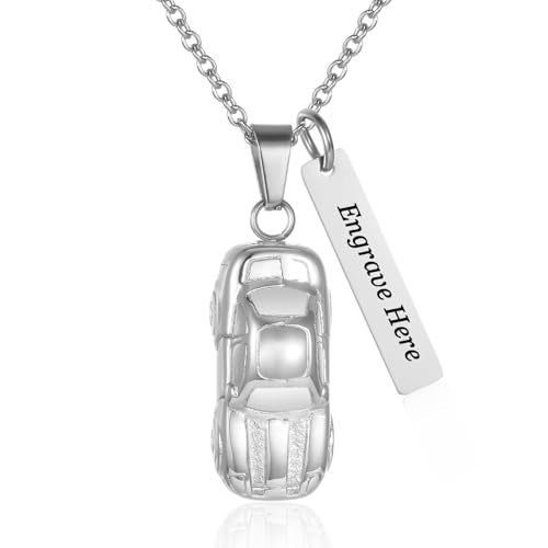 Stainless Steel Car Cremation Necklaces For Ashes Of Loved Ones Memorial Urn Pendant Holder Keepsake Remembrance Jewelry For Women Men - color: Customize