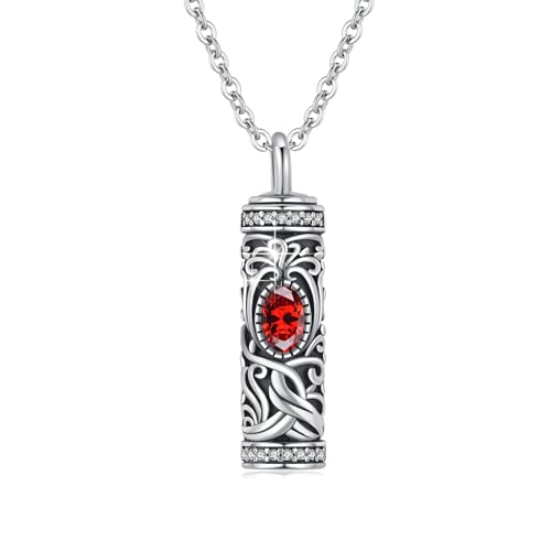 Urn Necklace for Ashes Cremation Jewelry 925 Sterling Silver Ashes Pendant Necklace Memorial Jewelry Gifts for Women Men Girls Boys - style: Tree of life-A-January-Garnet