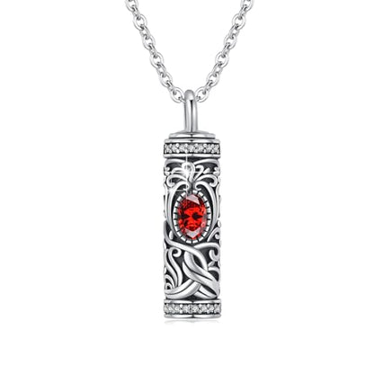 Urn Necklace for Ashes Cremation Jewelry 925 Sterling Silver Ashes Pendant Necklace Memorial Jewelry Gifts for Women Men Girls Boys - style: Tree of life-A-January-Garnet