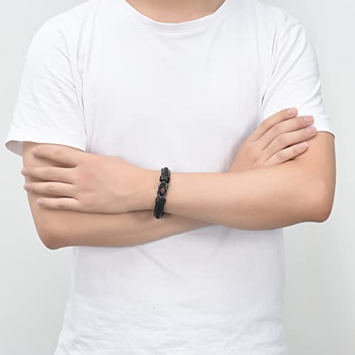 shajwo Infinity Cremation Bracelet for Ashes for Men - color: Black-20cm