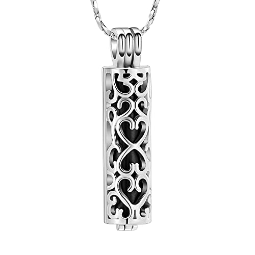 Imrsanl Cylinder Cremation Urn Necklace for Ashes of Loved One - color: Black