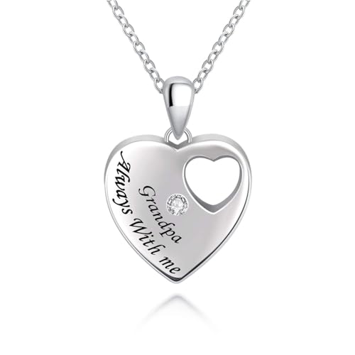 BEILIN 925 Sterling Silver Urn Necklace for Ashes for Women Keepsake Memorial Heart Cremation Jewelry for Ashes - style: Grandpa