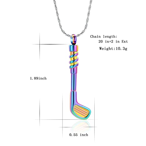 constantlife Cremation Golf Clubs Jewelry for Ashes Urn Necklace Keepsake 316L Stainless Steel Memorial Pendant - color: Colorful