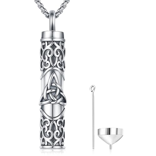 Aniu S925 Sterling Silver Urn Necklace Cremation Jewelry for Ashes - color: Celtic Knot - A