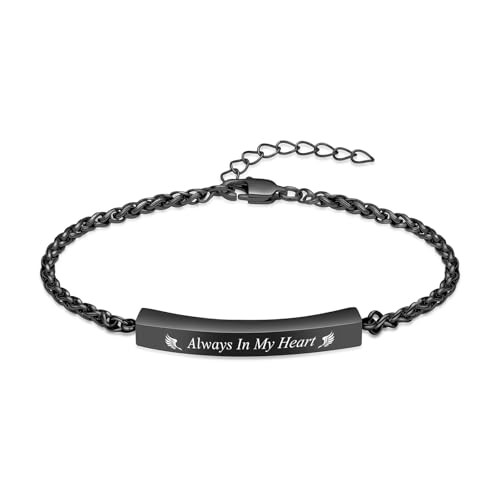 Oinsi Cremation Jewelry Urn Bracelet for Ashes for Women Men Adjustable Memorial Ashes Keepsake Bangle Manmade Rope Braided Bracelet - color: B-Black - Always In My Heart