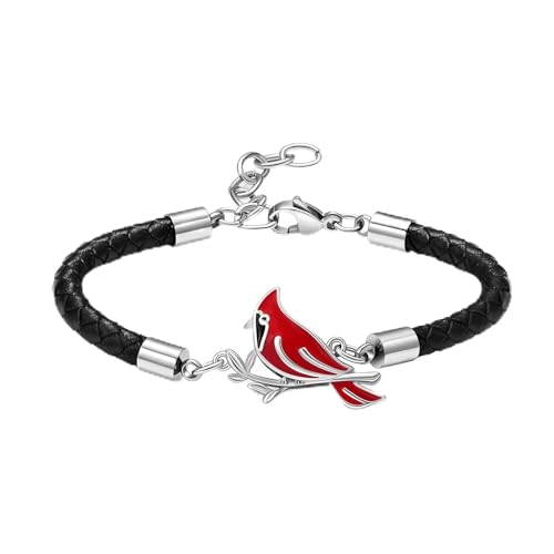 constantlife Cardinal Urn Necklace for Ashes Stainless Steel Red Blue Bird Pendant Cremation Keepsake Human Pet Memorial Jewelry for Women Men - color: Red Bracelet-1
