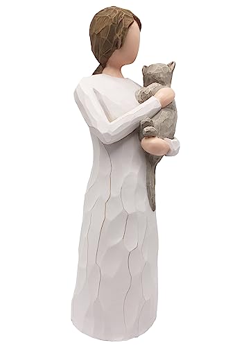 FRUMOASA Cat Angel Figurine 6" Loss of Cat Sympathy Memorial Gift Statue - color: Grey Cat