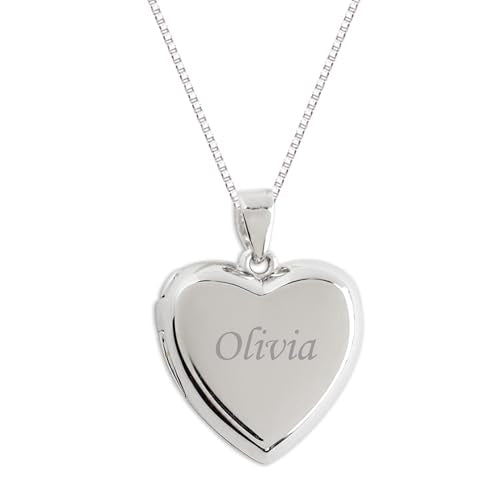 Cherished Moments .925 Sterling Silver or 14K Gold-Plated Engraved Heart Locket Necklace for Little Girls, Teens, or Women - style: Silver-16-18 inch