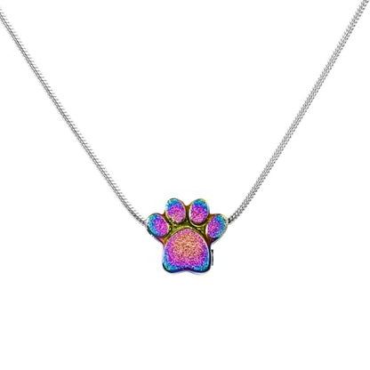 Paw Print Heart Pet Ashes Urn Necklace, Keepsake Pendant-B-Rainbow - style: B-Rainbow