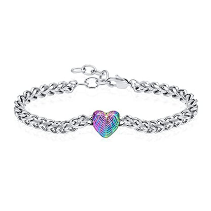 Heart Urn Link Bracelet for Ashes for Women Stainless Steel Cremation Jewelry Adjustable Keepsake Bangle Memorial Gift - color: E