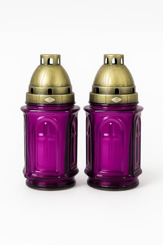 Polish Grave Candle – Traditional Memorial Light – Znicz Poland - KMI - Mix (2, Violet) - color: Violet