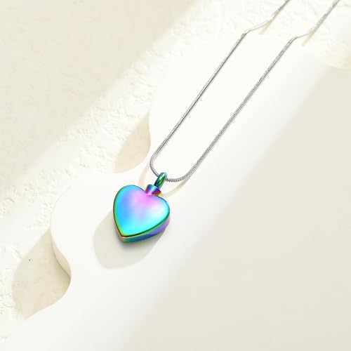 Heart Paw Print Urn Necklace for Ashes for Pet Stainless Steel Pendant - color: Colorful