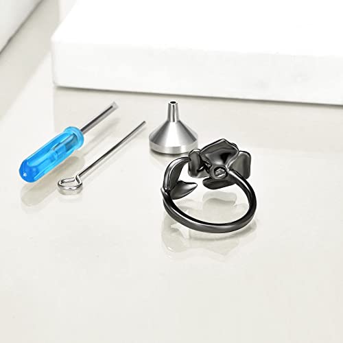 AOBOCO Sterling Silver Rose Ring Urn for Loved One Ashes Black Goth Rose Jewelry - size: 6-7, style: Black Rose Urn