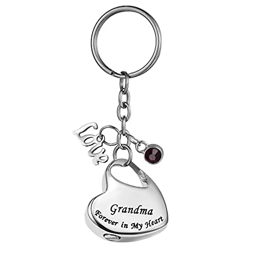 Grandma Forever in My Heart Stainless Steel Memorial Keepsake Urn Keychains Cremation Jewelry for Ashes Customized - color: Grandma - Customized