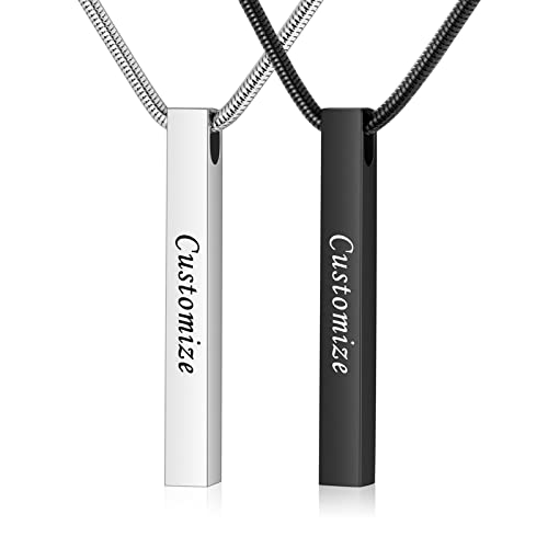 2 PCs Cremation Jewelry for Ashes Twist Bar Urn Necklace for Ashes Cremation Memorial Jewelry Stainless Steel Ashes Jewelry Keepsakes For Women Men - style: Engraved-Cube