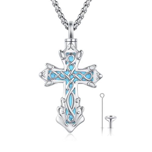 925 Sterling Silver Celtic Cross Urn Necklace for Ashes - color: silver-p