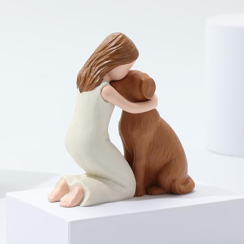 Hensonever Love My Dog Figurines Statues, Dog Angel Friendship Remembrance Gifts, Sculpted Hand-Painted Figures for Dog Lovers - color: Love My Dog