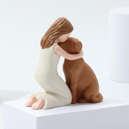 Hensonever Love My Dog Figurines Statues, Dog Angel Friendship Remembrance Gifts, Sculpted Hand-Painted Figures for Dog Lovers - color: Love My Dog