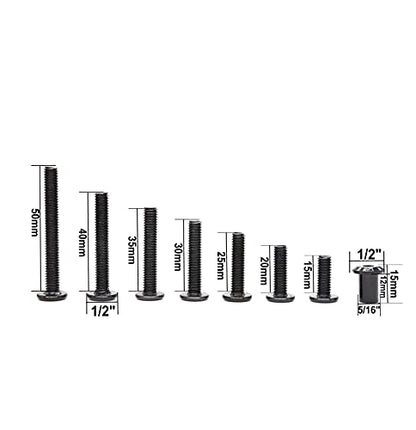 cSeao 10-Pack M6 x 45mm Black Hex Socket Cap Furniture Joint Connecting Bolts Barrel Cap Nuts Kit for Chairs Bed Crib - size: 10-Pack M6 x 45mm