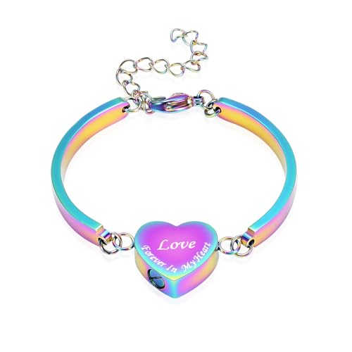 Hearbeingt Heart Urn Bracelet for Ashes Cremation Jewelry for Women Girls - color: C-Colorful
