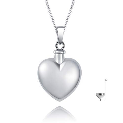 BEILIN Heart Cremation Jewelry Forever in My Heart Urn Necklace for Ashes | 925 Sterling Silver, Love Heart Urn Locket, Cremation Jewelry for Ashes, Memorial Keepsake, Cubic Zirconia, Hypoallergenic