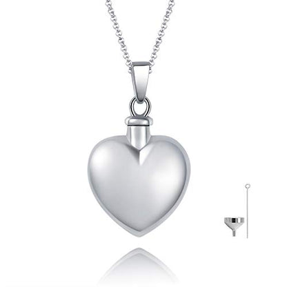 BEILIN Heart Cremation Jewelry Forever in My Heart Urn Necklace for Ashes | 925 Sterling Silver, Love Heart Urn Locket, Cremation Jewelry for Ashes, Memorial Keepsake, Cubic Zirconia, Hypoallergenic