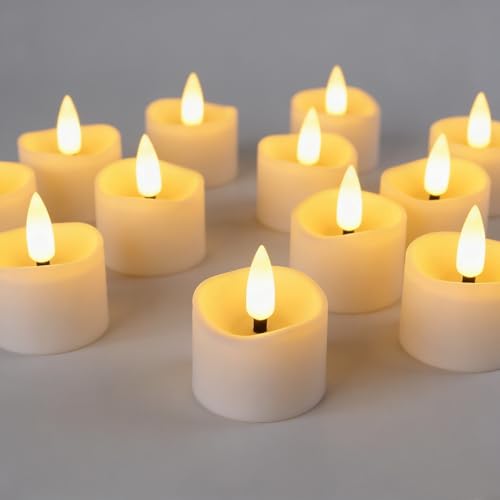 48 Pack Flameless LED Timer Tea Light Battery Operated, Flickering Votive Tealight Timer Candles, Small Electric Flicker Fake Candles Bulk for Christmas Party Halloween Pumpkin Light Decorations - color: Timer Tea Lights-A 48PCS