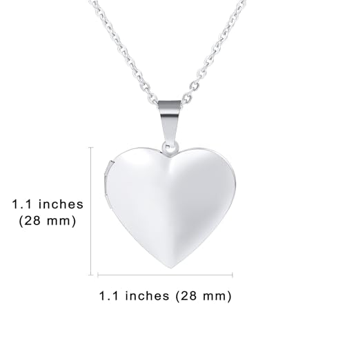 Personalized Heart Locket Necklace for Women with Picture Custom Inside Engraved Text Silver/Gold/Rose Gold Photo Locket Stainless Steel Memorial Gifts for Mom Daughter Grandmother - color: D1: Always in my heart (Silver)