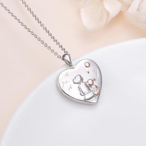 DAOCHONG Heart Locket Necklace Photo Memory Jewelry for Women | Sterling Silver Cremation Pendant | Holds 2 Photos | Keepsake for Women Mom Grandma Daughter | Memorial for Loved Ones & Pets