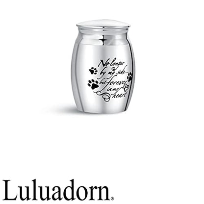 Dog Pet Small Animal Mini Cremation Urn for Ashes Engraved No Longer by My Side but Forever in My Heart Puppy for Funeral 1.6 Stainless Steel - size: No longer by my side but forever in my heart