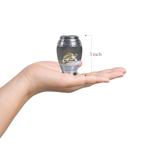 Fantasy Turtle Urn for Ashes Adult Male - Urn for Ashes for Women | Turtle Urn - Sea Turtle Urns for Human Ashes - Urns for Human Adult Man - 3" Small Urn 2/3 Tablespoon of Ashes - Keepsake Box - size: 3 inch (Set of 1)